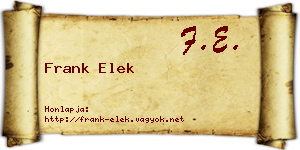 Frank Elek névjegykártya